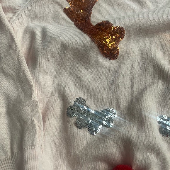 Girls Pom Pom detail sequin  Chritmas sweater 9Y - Picture 6 of 8